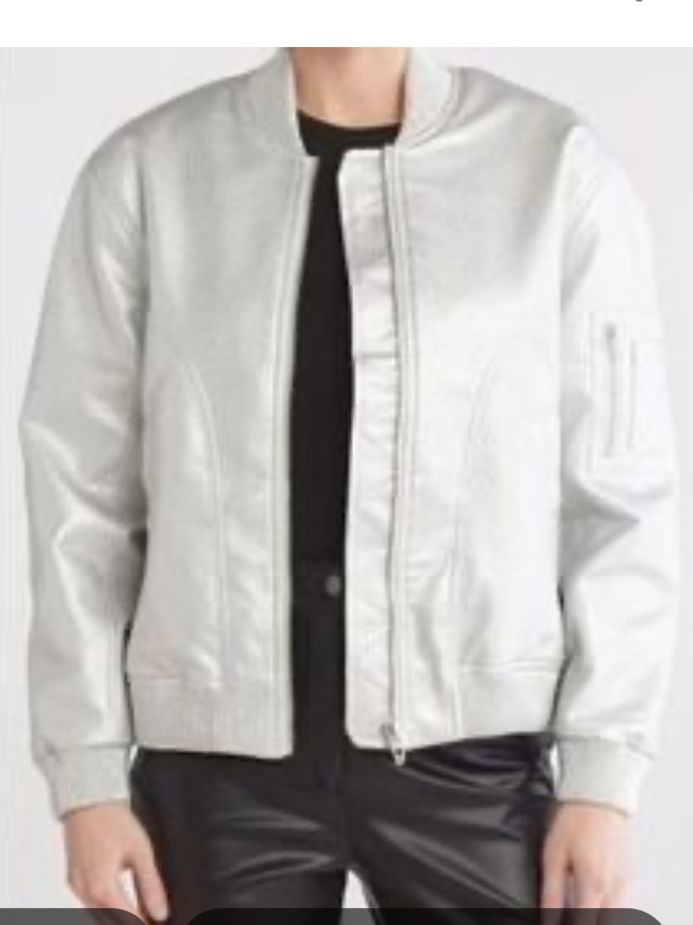 Blank NYC Silver Metallic Bomber Jacket